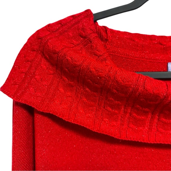 Laura Scott Red Shimmer Cowl Neck Knit Sweater Size 3XL - Picture 9 of 13